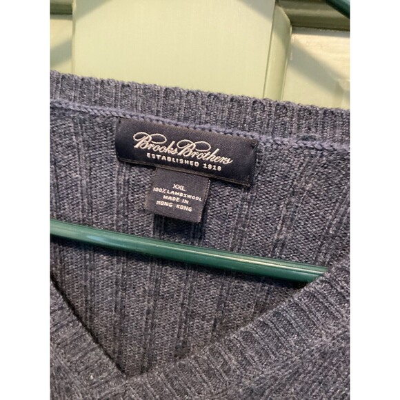 Brooks Brothers Men's Blue Size XXL Lambswool V-Neck Knit Sweater Long Sleeve - Picture 4 of 7